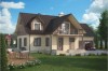 Projekt domu Kartuzy tech. DM-6345 tech., parterowy z poddaszem mieszkalnym, bez podpiwniczenia, z garażem dwustanowiskowym - kolorystyka wersja 3