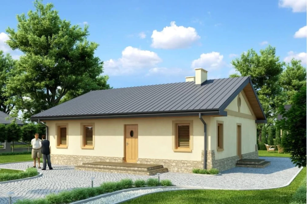 Projekt domu Mościska N tech. DM-6300 N tech., parterowy, bez garażu, bez podpiwniczenia - kolorystyka wersja 1