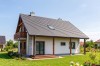 Projekt domu Żagwinów S 2 tech. L-6602 S tech., parterowy z poddaszem użytkowym, bez podpiwniczenia, w technologii szkieletowej drewnianej - wizualizacja elewacji ogrodowej