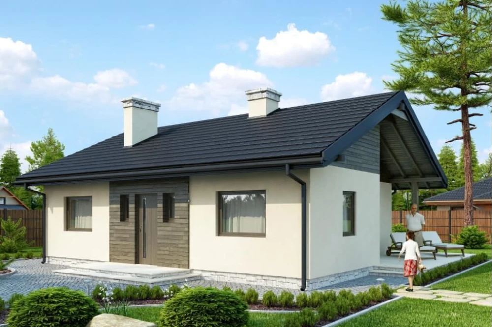 Projekt domu Serock N tech. DM-6306 N tech., parterowy, bez garażu, bez podpiwniczenia - kolorystyka wersja 3