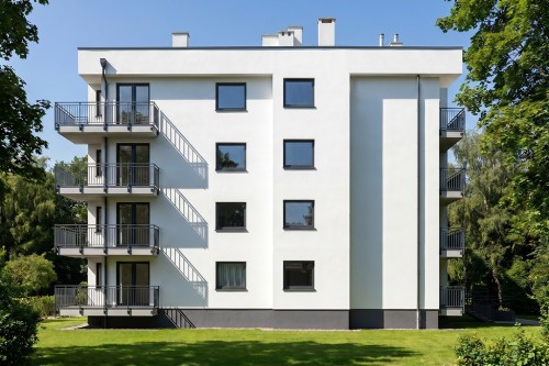 Projekt budynku wielorodzinnego L-6915, podpiwniczony, z czterema kondygnacjami nadziemnymi i 24 lokalami mieszkalnymi - wizualizacja elewacji lewej