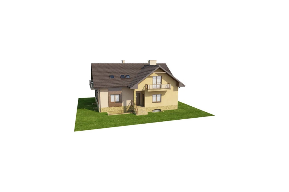Projekt domu Konradów 2 L-6327, jednorodzinny, parterowy z poddaszem mieszkalnym, podpiwniczony - model