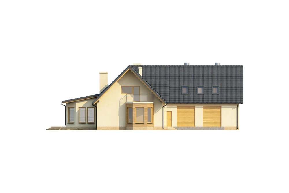 Projekt domu Rozmarynów 2 L-6328, parterowy, z poddaszem niemieszkalnym, bez podpiwniczenia - elewacja lewa