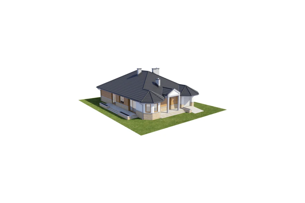 Projekt domu Dobczyce DM-6329, parterowy, z garażem, z poddaszem nieużytkowym, bez podpiwniczenia - model