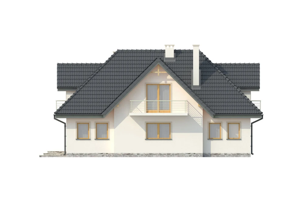 Projekt domu Zielonki 2 L-6332, parterowy z poddaszem mieszkalnym, bez podpiwniczenia, z garażem - elewacja ogrodowa