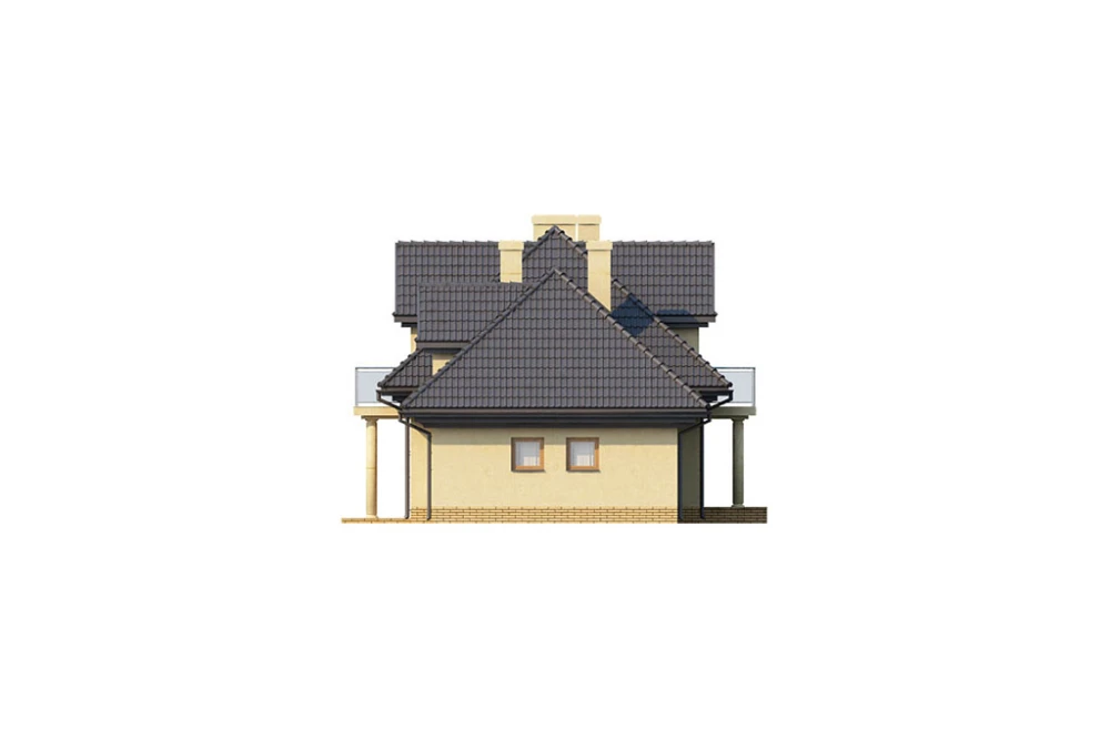 Projekt domu Zabierzów 2 L-6335, parterowy z poddaszem mieszkalnym, z garażem dwustanowiskowym, bez podpiwniczenia - elewacja lewa