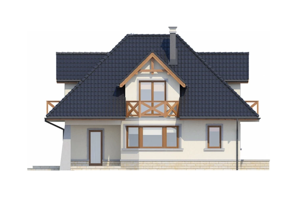 Projekt domu Konstancin DM-6351, parterowy z poddaszem mieszkalnym, częściowo podpiwniczony, bez garażu - elewacja lewa