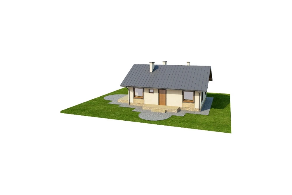 Projekt domu Podzamcze N DM-6255 N, parterowy z antresolą, bez podpiwniczenia i bez garażu - model