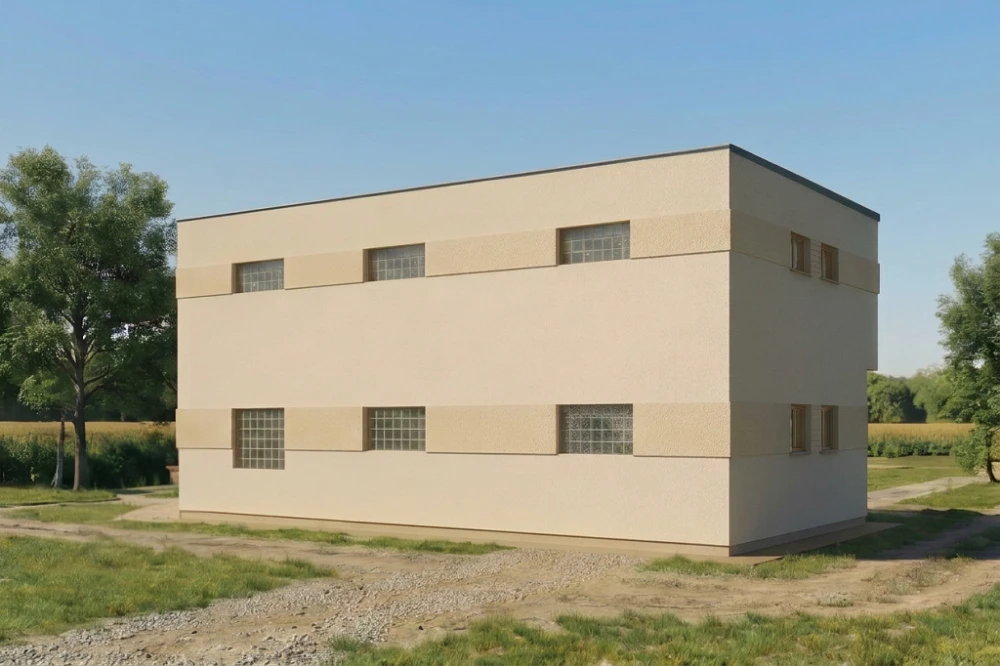 Projekt obory, stodoły ZG-10, piętrowy, bez podpiwniczenia, z garażem jednostanowiskowym - wizualizacja elewacji lewej