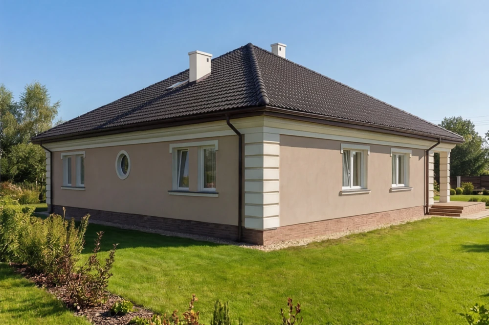 Projekt domu Jadwinów DM-6303, parterowy, bez podpiwniczenia, bez garażu - wizualizacja elewacji prawej