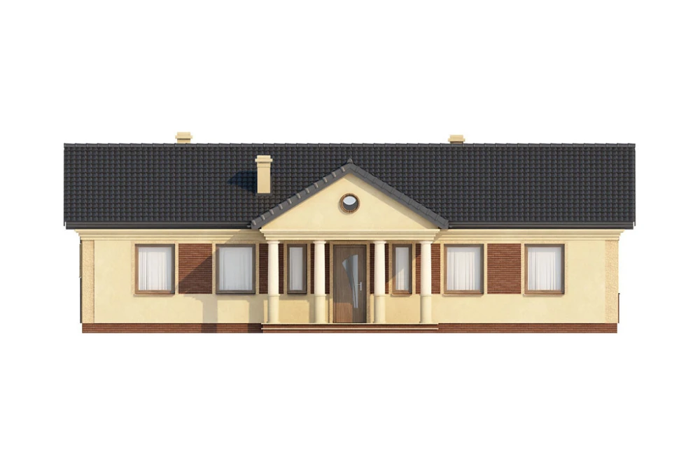 Projekt domu Łącko 2 L-6291, parterowy, bez garażu, bez podpiwniczenia - elewacja frontowa