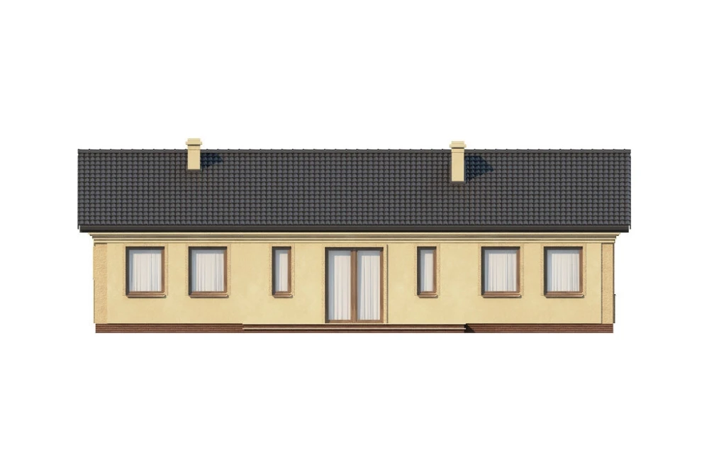 Projekt domu Łącko N DM-6291 N, parterowy, bez garażu, bez podpiwniczenia - elewacja ogrodowa