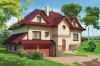 Projekt domu Zarzecze tech. DM-6403 tech., parterowy z poddaszem użytkowym, z garażem dwustanowiskowym, częściowo podpiwniczony - kolorystyka wersja 3