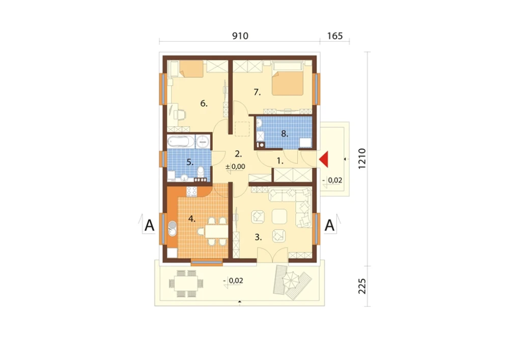 Projekt domu Rychnów N DM-6302 N, parterowego, jednorodzinnego, bez garażu, bez podpiwniczenia - rzut parteru