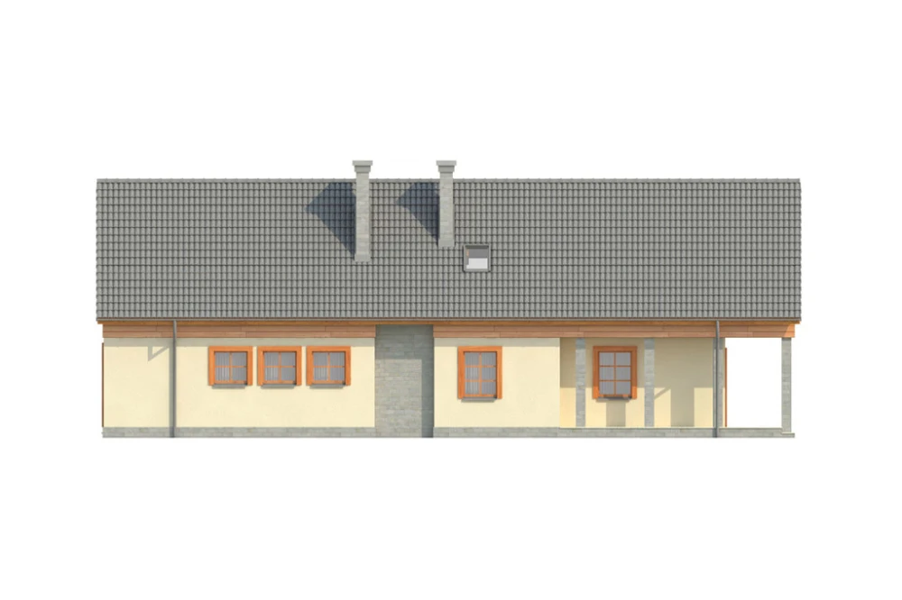Projekt domu Franciszków L-6310, parterowy z poddaszem użytkowym, z garażem jednostanowiskowym, bez podpiwniczenia - elewacja prawa