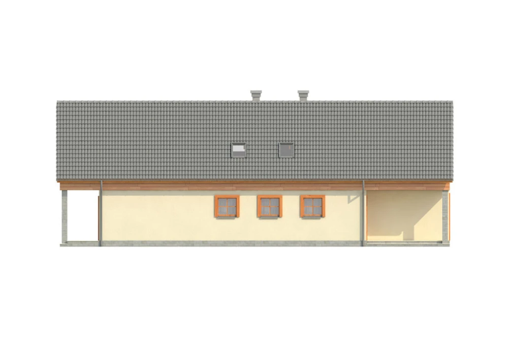 Projekt domu Franciszków L-6310, parterowy z poddaszem użytkowym, z garażem jednostanowiskowym, bez podpiwniczenia - elewacja lewa