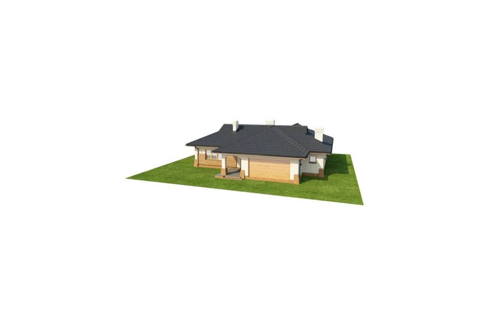 Projekt domu Gorzków DM-6331, parterowy, z garażem dwustanowiskowym, bez podpiwniczenia - model