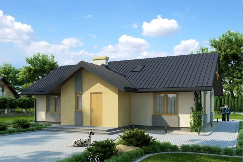 Projekt domu Złocieniec N tech. DM-6141 N tech., parterowy, bez podpiwniczenia, bez garażu - kolorystyka wersja 2