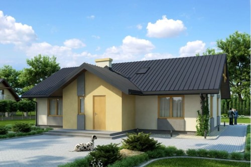 Projekt domu Złocieniec N tech. DM-6141 N tech., parterowy, bez podpiwniczenia, bez garażu - kolorystyka wersja 2