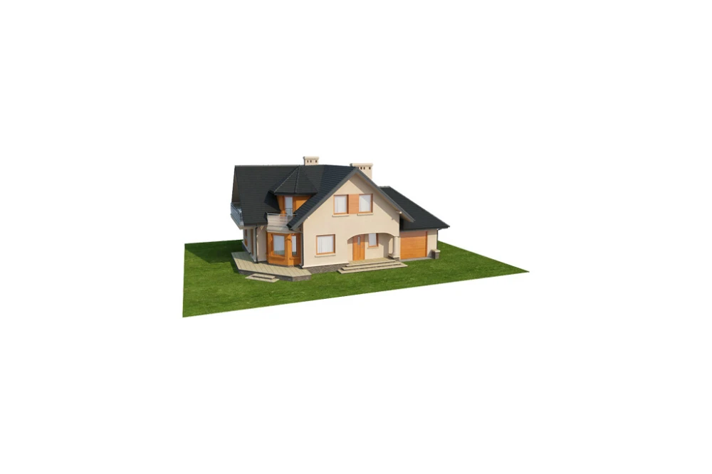 Projekt domu Modlnica 2 L-6407, parterowy z poddaszem użytkowym, z garażem jednostanowiskowym, częściowo podpiwniczony - model