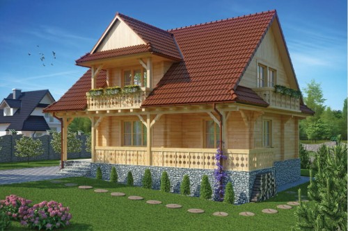 Projekt domu Szarotki tech. DM-6575 tech.,  parterowy z poddaszem mieszkalnym, bez podpiwniczenia - kolorystyka wersja 1