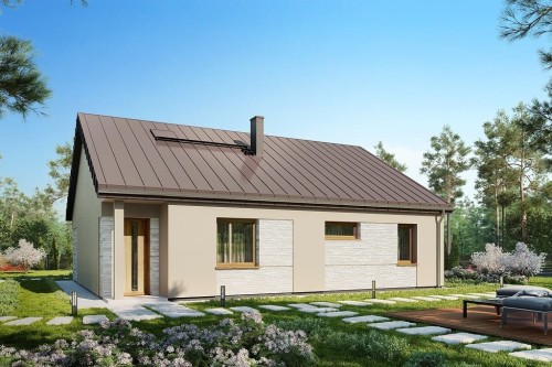 Projekt domu Agrit 2 tech. L-6654 tech.,  parterowy, niepodpiwniczony, bez garażu - kolorystyka wersja 2