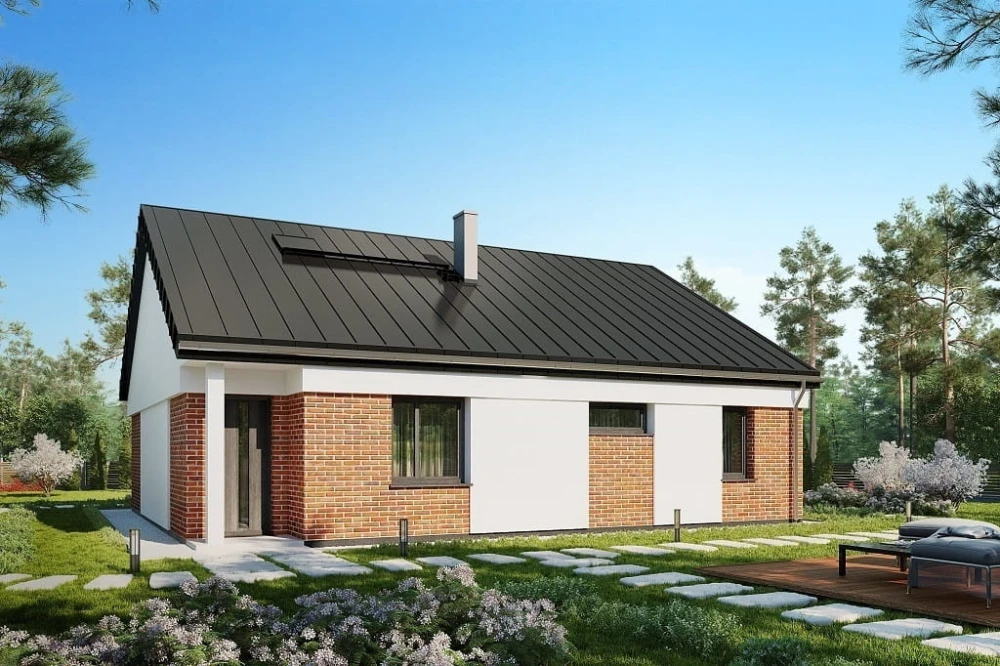Projekt domu Agrit 2 tech. L-6654 tech.,  parterowy, niepodpiwniczony, bez garażu - kolorystyka wersja 3