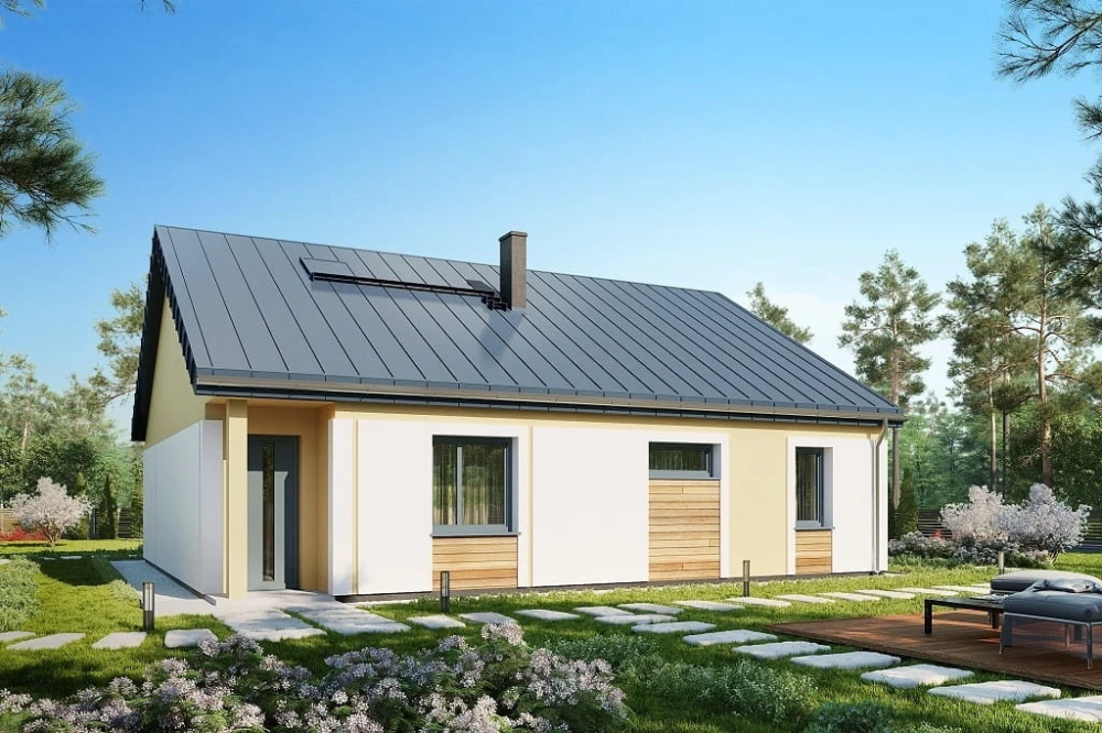 Projekt domu Agrit 2 tech. L-6654 tech.,  parterowy, niepodpiwniczony, bez garażu - kolorystyka wersja 4