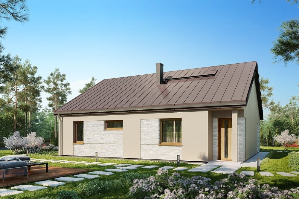 Projekt domu Agrit tech. DM-6654 tech.,  parterowy, niepodpiwniczony, bez garażu - kolorystyka wersja 2