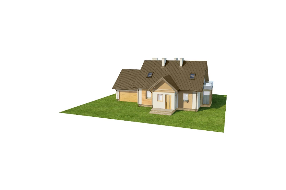 Projekt domu Krokusy DM-6573, parterowy z poddaszem mieszkalnym, z garażem dwustanowiskowym, bez podpiwniczenia - model