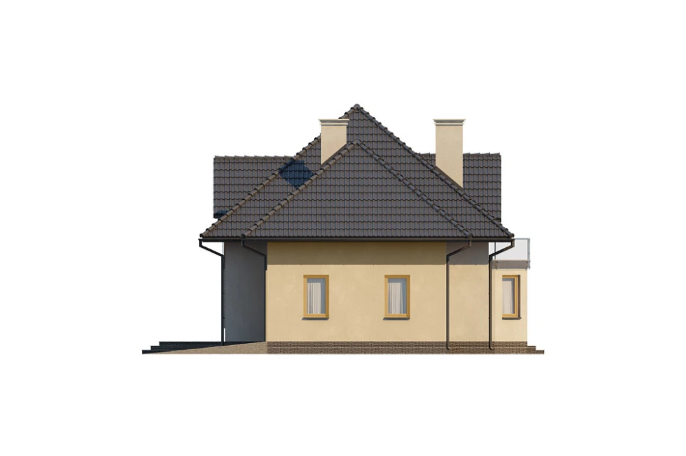 Projekt domu Astry DM-6572, parterowy z poddaszem mieszkalnym, niepodpiwniczony, z garażem dwustanowiskowym - elewacja prawa