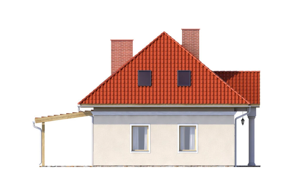 Projekt domu Konwaliowo DM-6582, parterowy z poddaszem mieszkalnym, bez podpiwniczenia, bez garażu -  elewacja lewa