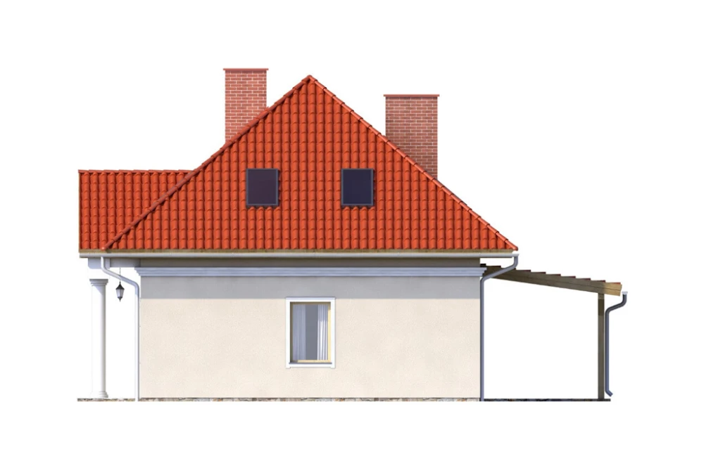 Projekt domu Konwaliowo DM-6582, parterowy z poddaszem mieszkalnym, bez podpiwniczenia, bez garażu -  elewacja prawa