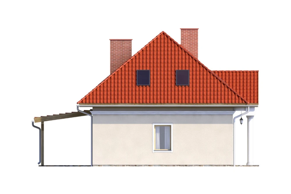 Projekt domu Konwaliowo 2 L-6582, parterowy z poddaszem mieszkalnym, bez podpiwniczenia, bez garażu - elewacja lewa