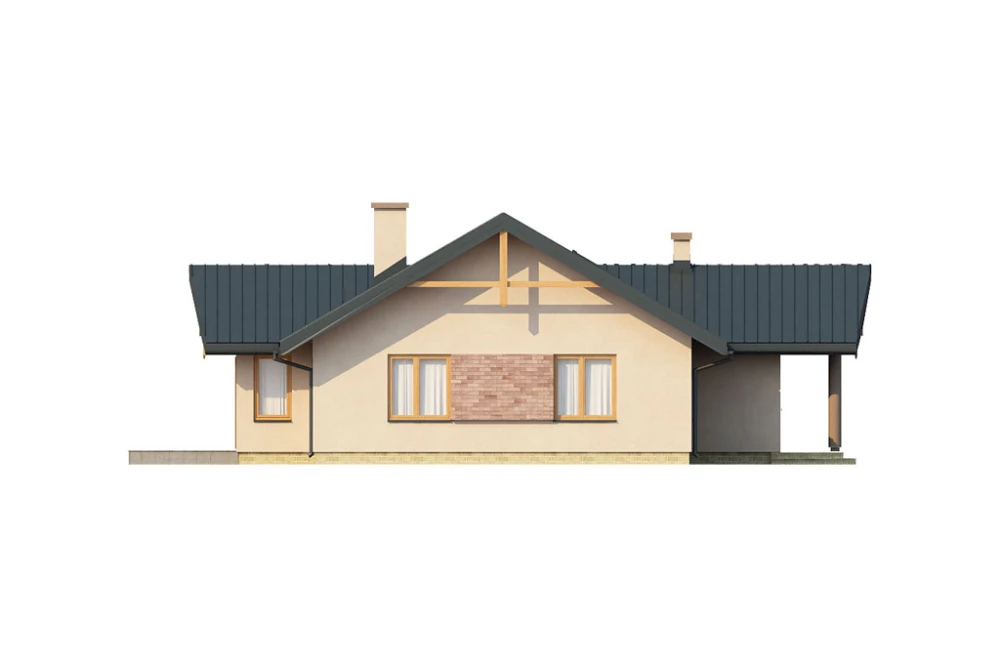Projekt domu Werynia L-6141, parterowy, bez podpiwniczenia, bez garażu - elewacja lewa