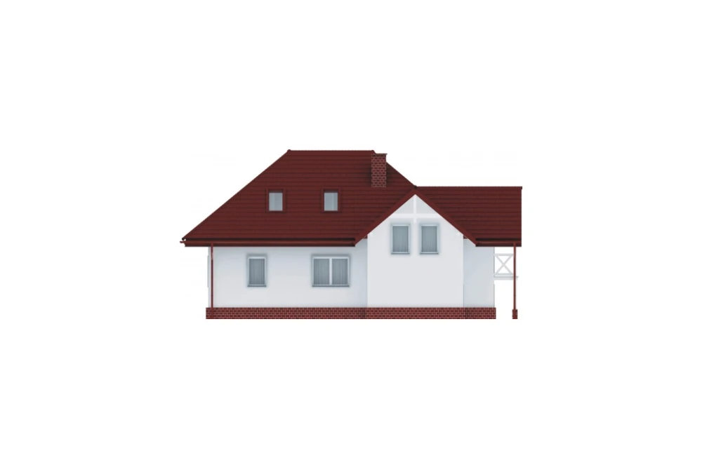 Projekt domu Krzepielów DM-6169, parterowy z poddaszem mieszkalnym, z garażem, podpiwniczony z wydzieloną częścią gospodarczą - elewacja ogrodowa