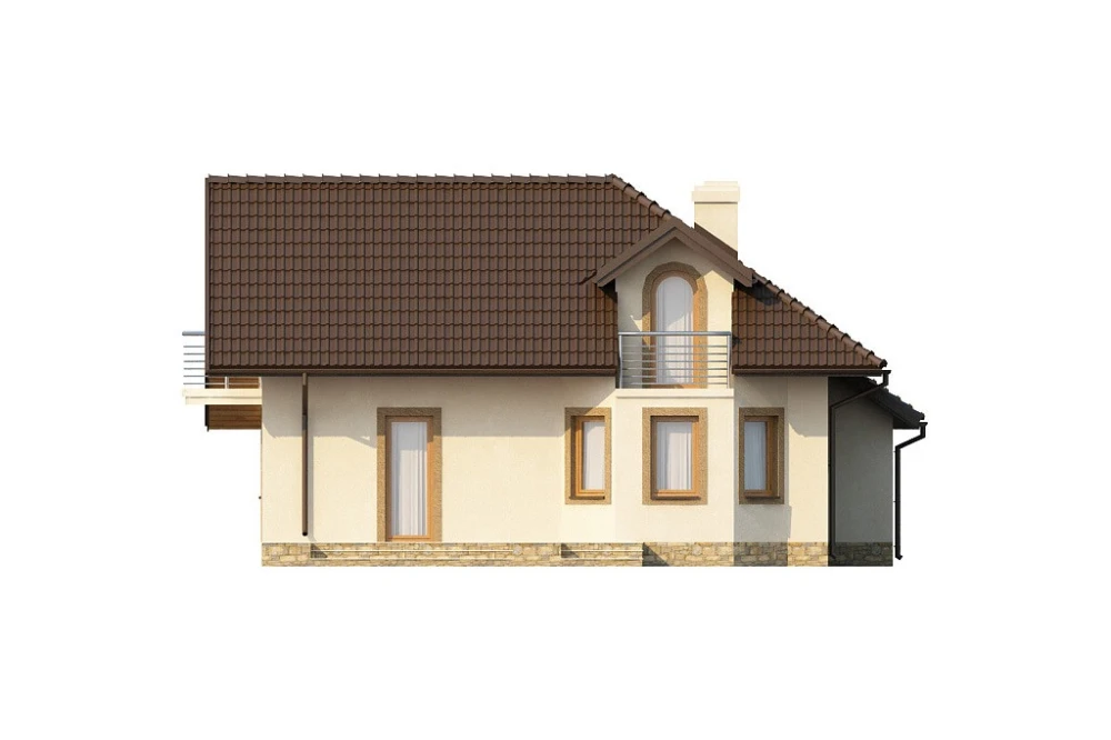 Projekt domu Salwator 2 L-6373, parterowy z garażem, z poddaszem mieszkalnym, bez podpiwniczenia - elewacja prawa