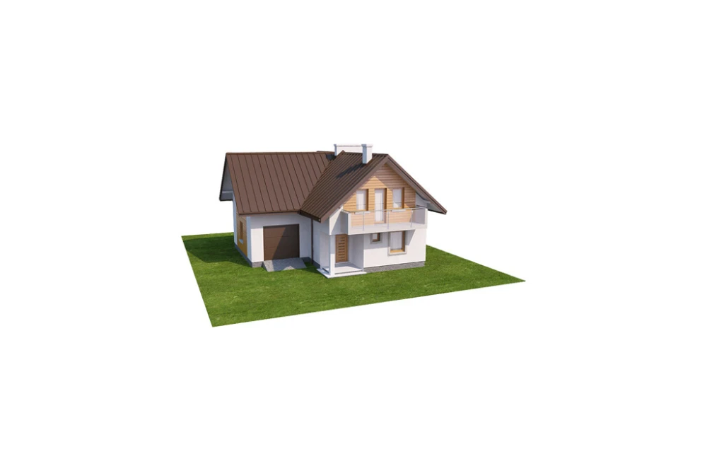Projekt domu Rzezawa DM-6374, parterowy z poddaszem mieszkalnym, bez podpiwniczenia, z garażem - model