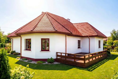Projekt domu Alabastrów 2 L-6449, parterowy z antresolą, bez podpiwniczenia - wizualizacja elewacji ogrodowej