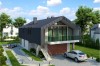 Projekt domu Strojnów tech. DM-6505 tech., parterowy z użytkowym poddaszem, z garażem dwustanowiskowym, bez podpiwniczenia - kolorystyka wersja 4