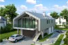 Projekt domu Strojnów 2 tech. L-6505 tech., parterowy z użytkowym poddaszem, z garażem dwustanowiskowym, bez podpiwniczenia - kolorystyka wersja 2