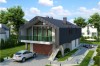 Projekt domu Strojnów 2 tech. L-6505 tech., parterowy z użytkowym poddaszem, z garażem dwustanowiskowym, bez podpiwniczenia - kolorystyka wersja 4