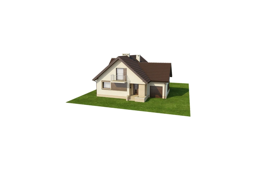 Projekt domu Słomiana DM-6380, parterowy z poddaszem mieszkalnym, bez podpiwniczenia - model
