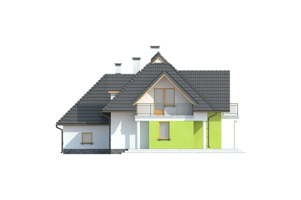 Projekt domu Lębork 2 L-6379, parterowy z poddaszem mieszkalnym, bez podpiwniczenia, z garażem - elewacja ogrodowa