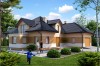 Projekt domu Piaski tech. DM-6384 tech., parterowy z garażem dwustanowiskowym, z poddaszem mieszkalnym, bez podpiwniczenia - kolorystyka wersja 1