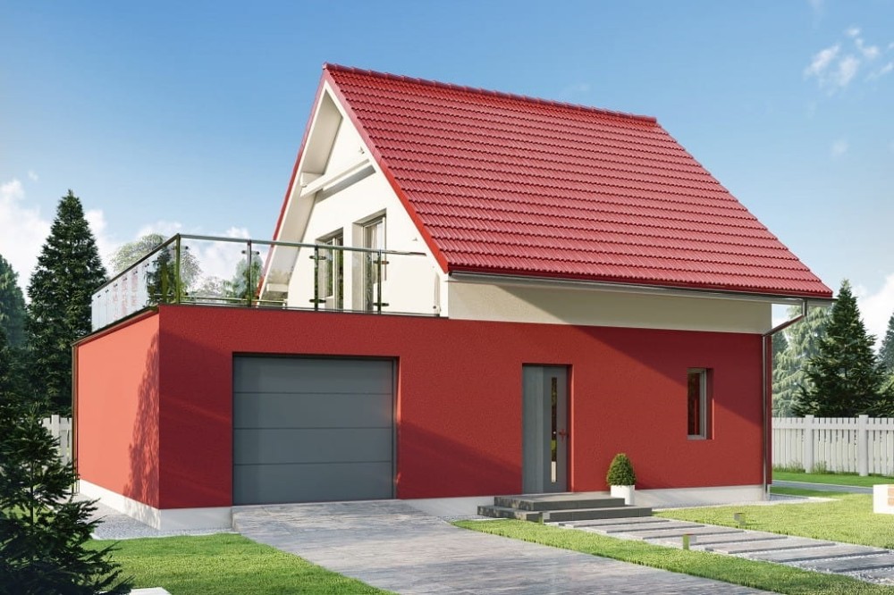 Projekt domu Kassania 2 tech. L-6739 tech.,  parterowy z poddaszem użytkowym, z garażem jednostanowiskowym, niepodpiwniczony - kolorystyka wersja 3
