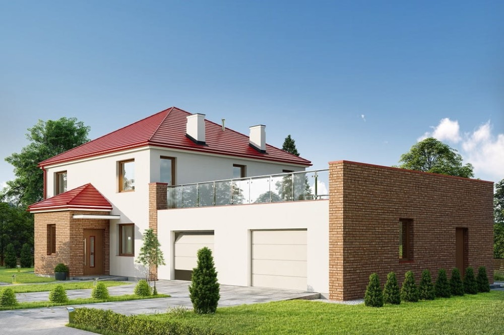 Projekt domu Istro tech. DM-6738 tech., piętrowy, niepodpiwniczony, z garażem dustanowiskowym - kolorystyka wersja 3