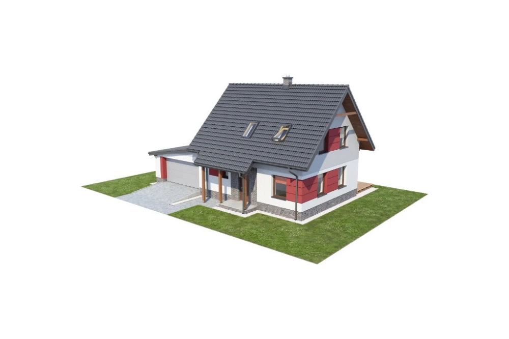 Projekt domu Sterelicja 2 L-6525, parterowy, dwulokalowy z poddaszem mieszkalnym, niepodpiwniczony, z garażem dwustanowiskowym - model