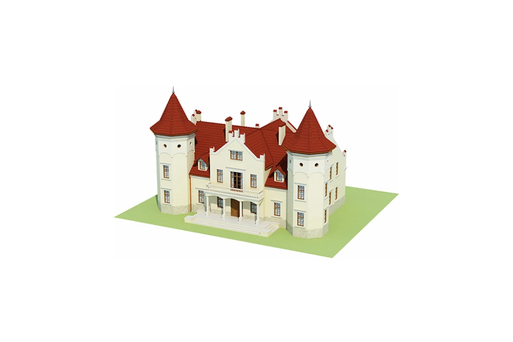 Projekt domu Sokołowiec 2 RWL-03, piętrowy z poddaszem użytkowym, z garażem czterostanowiskowym, częściowo podpiwniczony - model