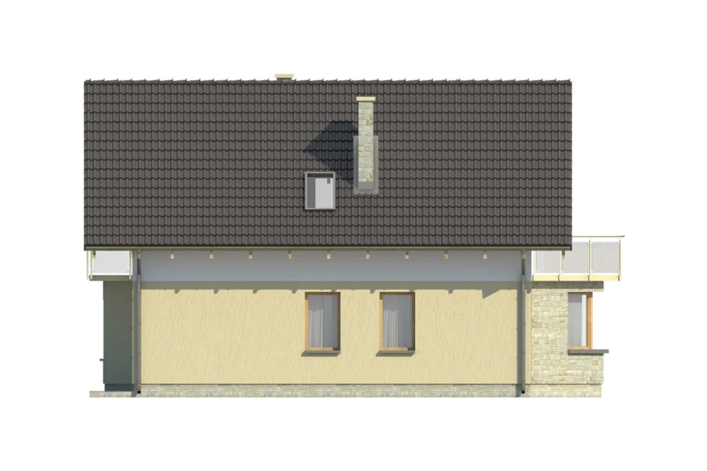Projekt domu Niegocin DM-6125, parterowy z poddaszem użytkowym, niepodpiwniczony, bez garażu - elewacja lewa